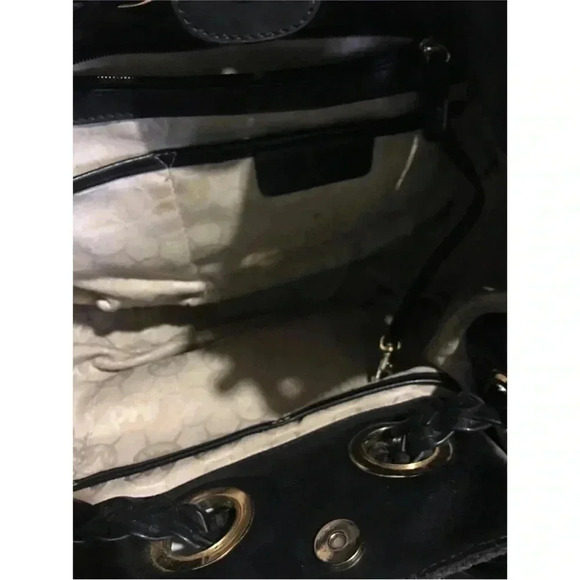 Michael kors black straw shoulder handbag with leather strap & trim - Picture 5 of 13